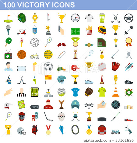 100 victory icons set, flat style 100 victory icons set, flat style 33101656