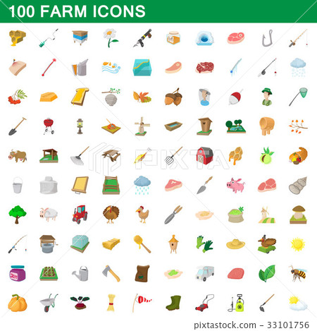 100 farm set, cartoon style 33101756