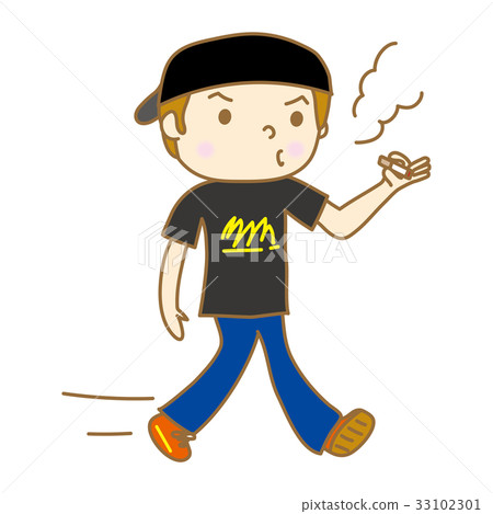 Men walking and smoking Men walking and smoking 33102301