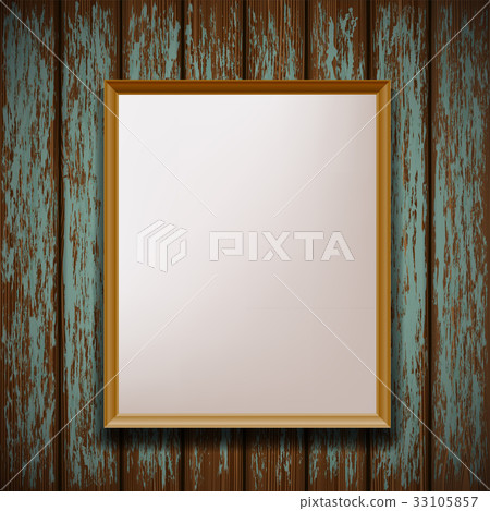 picture frame hanging on old wooden wall - Stock Illustration [33105857 ...