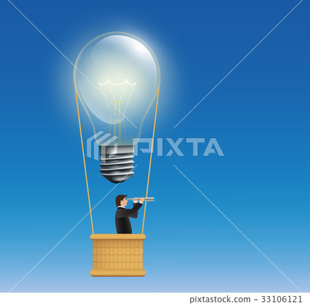 man in a hot air balloon in the form of a lamp 33106121