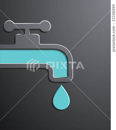 Faucet with a drop of water. Flat graphics 33106894