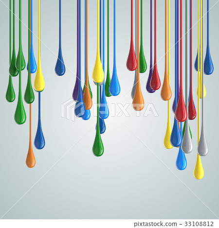3D color glossy paint drop blobs 33108812