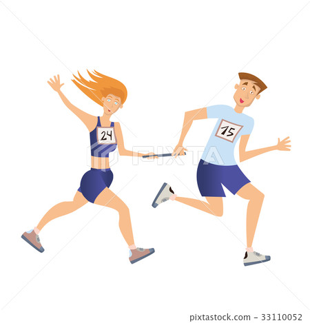 Relay race. Running man and woman. Vector Relay race. Running man and woman. Vector 33110052