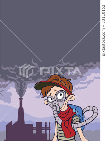Environmental pollution poster. Smoke from a 33110152