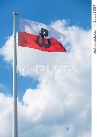 Polish flag with the symbol of Polish Fighting 33111884