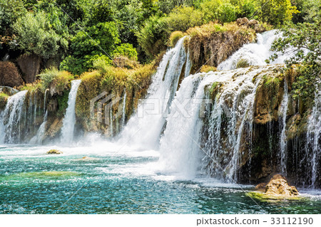 Krka waterfalls, croatian national park, side view 33112190