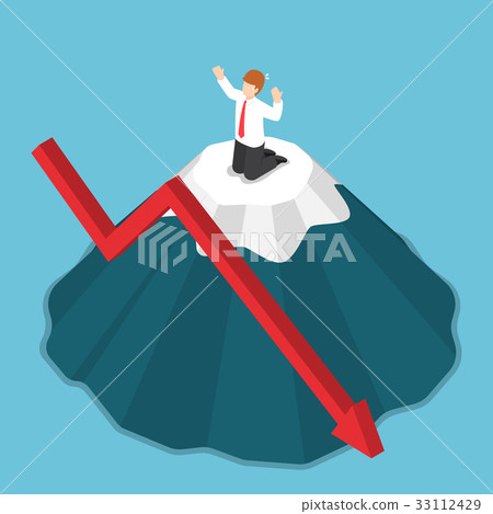 Businessman stuck on the top of mountain. Businessman stuck on the top of mountain. 33112429