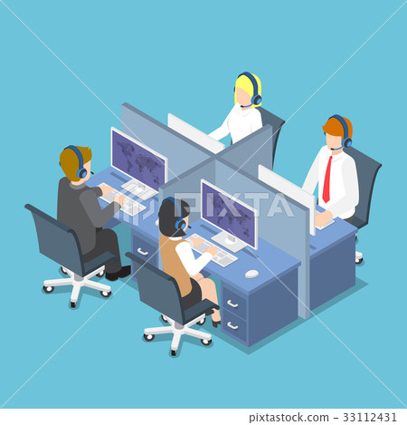 Business People with Headset in a Call Center Business People with Headset in a Call Center 33112431