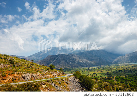 View of Lasithi Plateau on Crete island, Greece View of Lasithi Plateau on Crete island, Greece 33112608