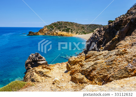 beach at Vai with beautiful palm forest on Crete beach at Vai with beautiful palm forest on Crete 33112632