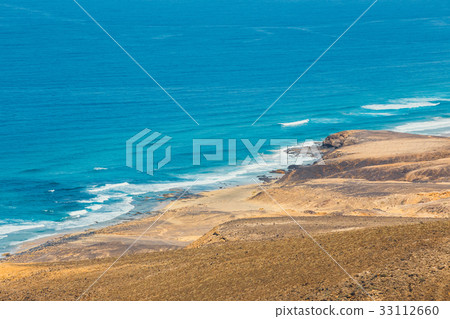 View of Cofete beach in Fuerteventura Island View of Cofete beach in Fuerteventura Island 33112660