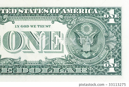 Close up of a one dollar banknote. Close up of a one dollar banknote. 33113275