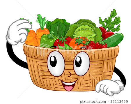 vegetables basket cartoon