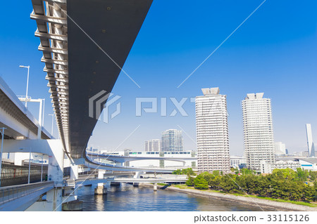Tower apartment group along the river and blue sky Tower apartment group along the river and blue sky 33115126