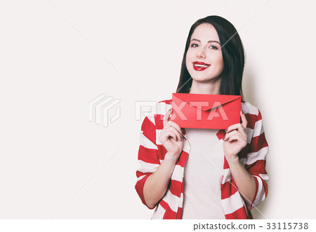 girl holding red gift 33115738