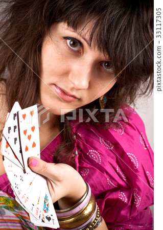 soothsayer with scrying cards soothsayer with scrying cards 33117305