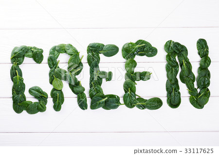 The word Green from spinach leaves The word Green from spinach leaves 33117625