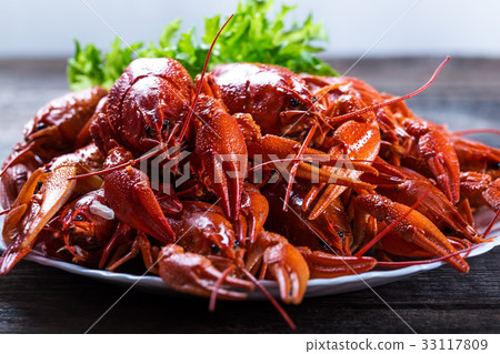 Plate of tasty boiled crayfish Plate of tasty boiled crayfish 33117809