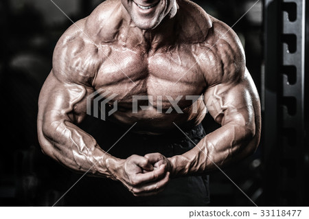 Brutal caucasian handsome fitness men on diet training chest pum Brutal caucasian handsome fitness men on diet training chest pum 33118477