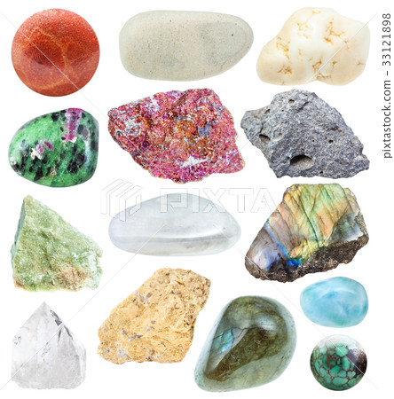 various samples on natural mineral rocks isolated various samples on natural mineral rocks isolated 33121898