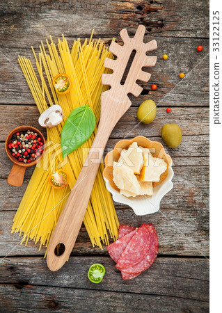 The ingredients for homemade pasta . The ingredients for homemade pasta . 33122125