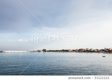 evening sky over port and beach in Giardini Naxos 33122222