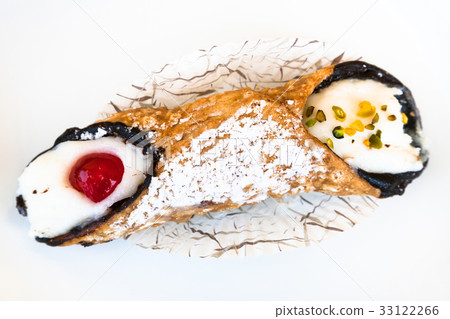 above view of typical sicilian pastry Cannol above view of typical sicilian pastry Cannol 33122266