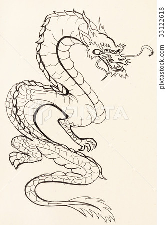 dragon on ivory colored paper dragon on ivory colored paper 33122618