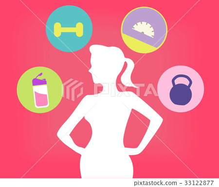 Girl Workout Fitness Icons 33122877