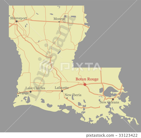 Louisiana accurate vector exact detailed State Map 33123422