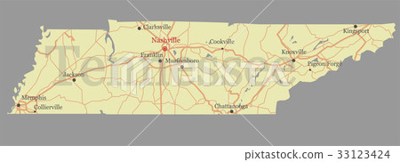 Tennessee vector State Map  33123424
