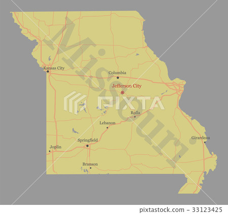 Missouri detailed exact detailed State vector Map 33123425