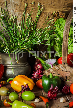 still life Vegetables, Herbs and Fruit. still life Vegetables, Herbs and Fruit. 33123870
