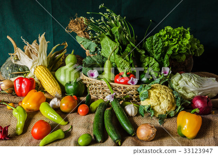 still life  Vegetables, Herbs and Fruit. 33123947