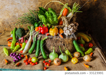 still life  Vegetables, Herbs and Fruit. 33123991