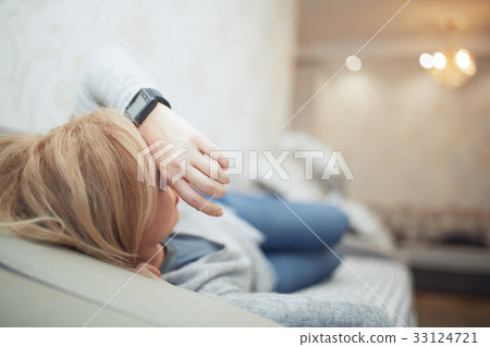 Woman sleeping with smart watch Woman sleeping with smart watch 33124721