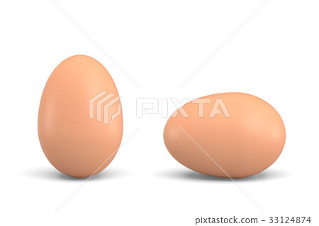 3d rendering of two isolated chicken eggs with 3d rendering of two isolated chicken eggs with 33124874