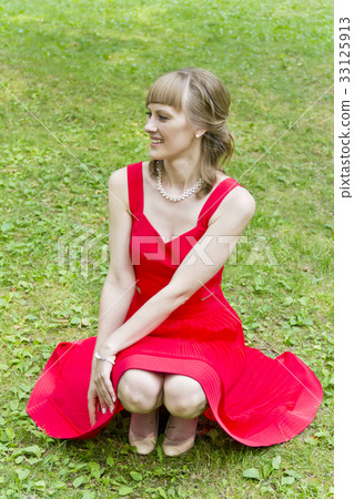 Beautiful lady in red 33125913