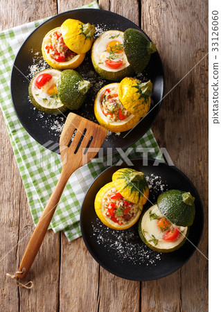 Green zucchini baked with eggs and yellow zucchini Green zucchini baked with eggs and yellow zucchini 33126060