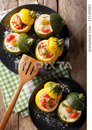 round zucchini baked with bulgur and meat 33126061