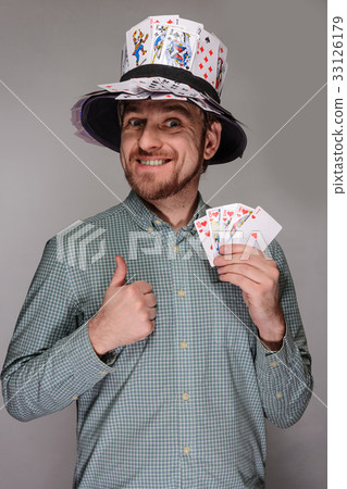 man in the hat of playing cards 33126179