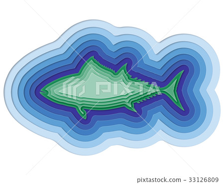 illustration of a layered fish in the ocean 33126809