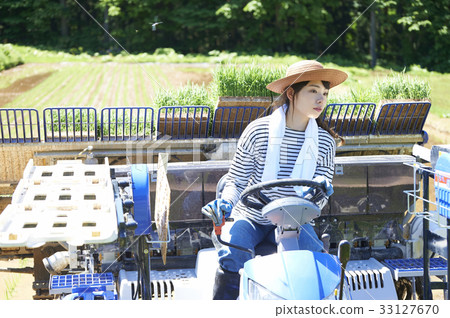Woman driving rice planter 33127670