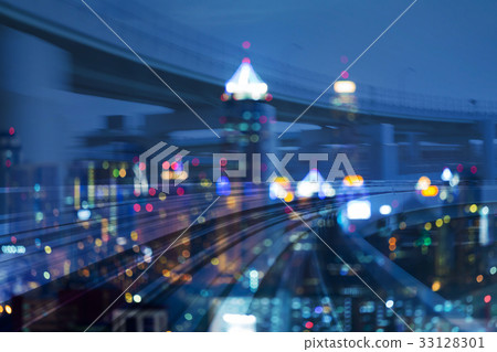 Twilight night view, double shot blurred motion 33128301