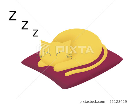 Cat sleeping on a cushion 33128429