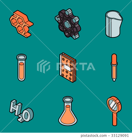 Chemical color outline isometric icons 33129091