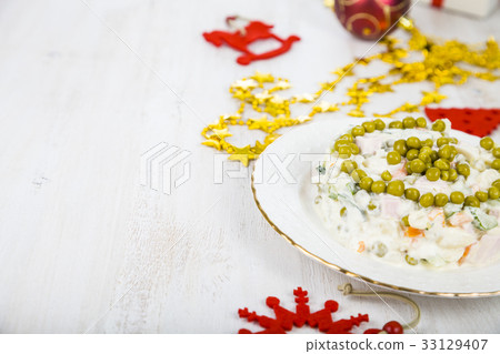 Salad on a festive Christmas table 33129407