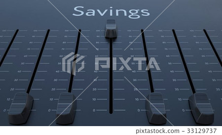 Sliding fader with savings inscription. Conceptual 33129737