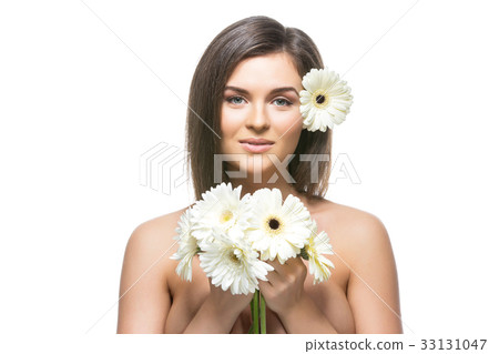beautiful girl with white flowers beautiful girl with white flowers 33131047